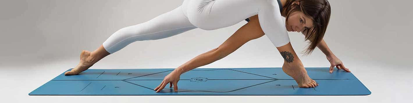 Blue/gray Liforme Yoga Mat With Alignment And Yoga Bag for Sale in