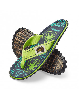 Gumbies Flip Flops sample Lime Hibiscus