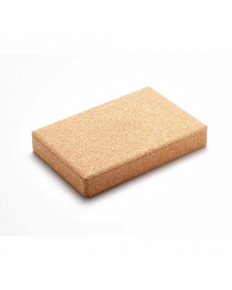 A larger, flat cork yoga block