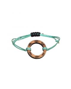 Wooden bracelet Circle turqouise