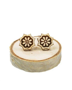 Wooden earrings Mandala star
