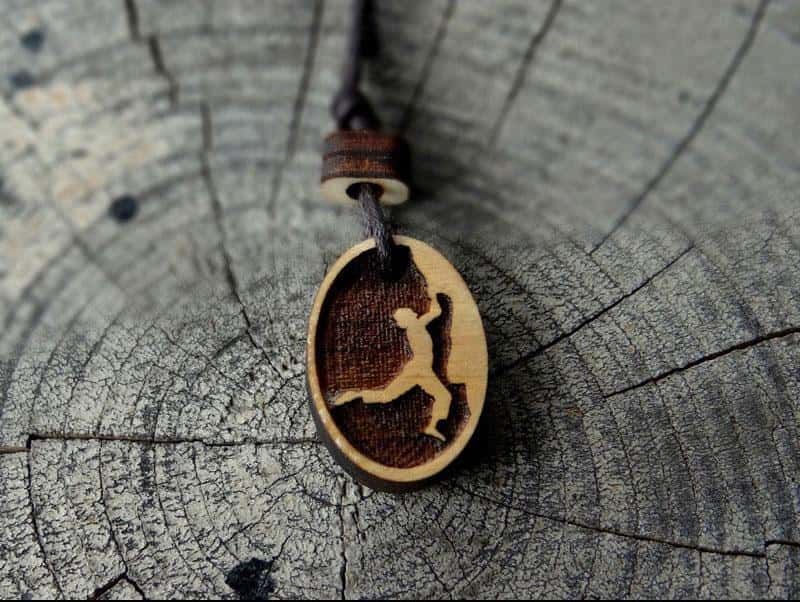 Wooden necklace - climber pendant