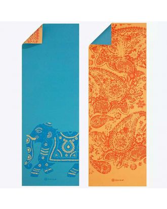 Reversibla Premium Printed Gaiam joga blazina 6mm (173cm) - modra / oranžna