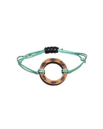 Wooden bracelet Circle turqouise