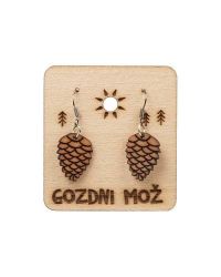 Hanging wooden earrings Tree cone