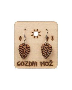 Hanging wooden earrings Tree cone
