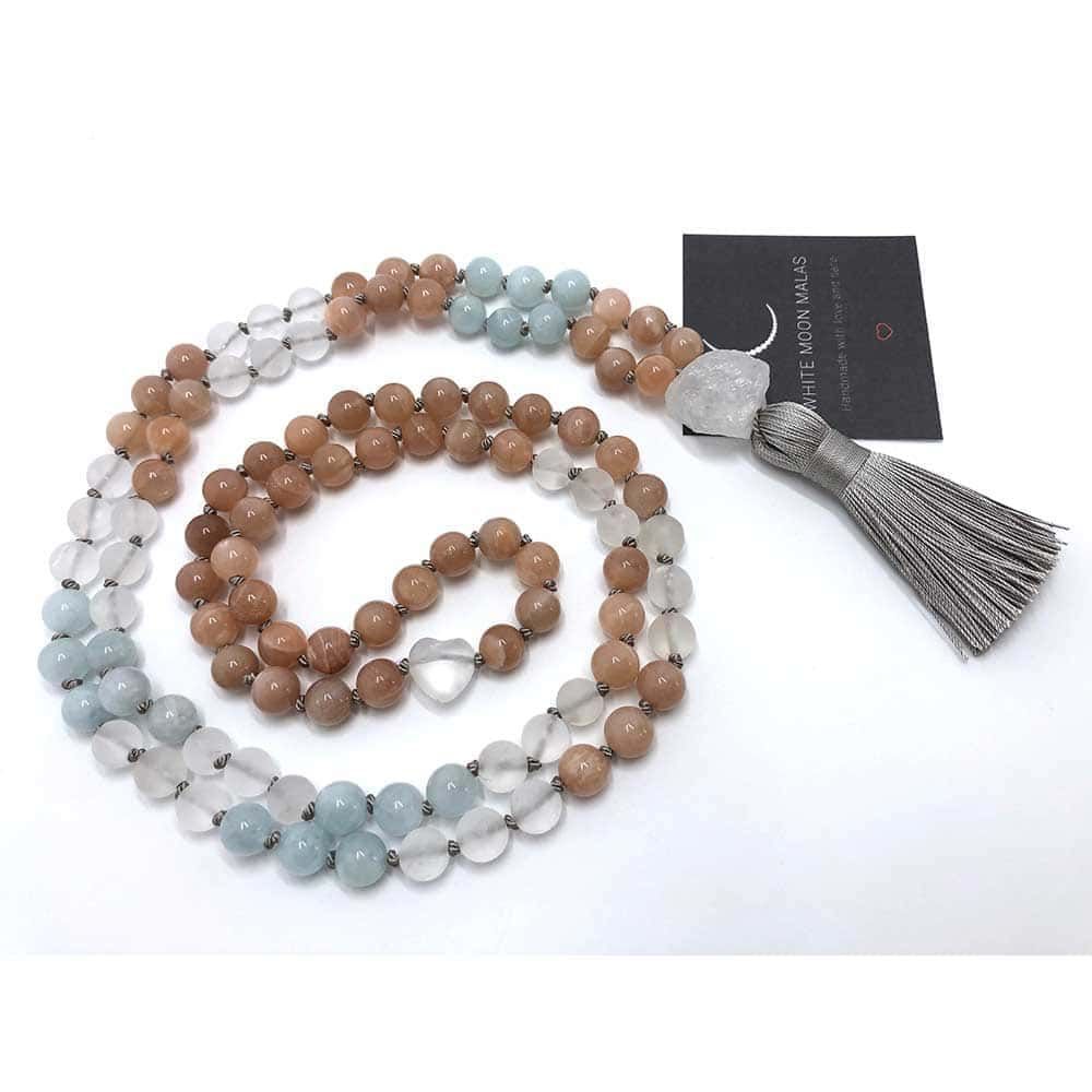 Yogic jewelry, necklace Sunstone Aquamarine