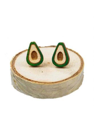 Avocado, wooden, handmade earrings
