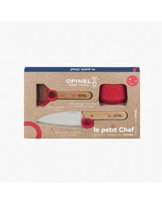 Le Petit Chef Opinel set: nož, lupilec in ščitnik za prste rdeča