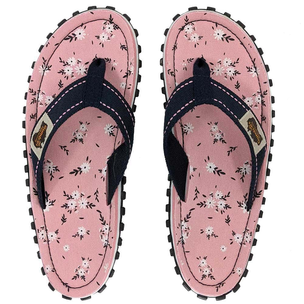 Gumbies flip flops pink Ditsy pattern