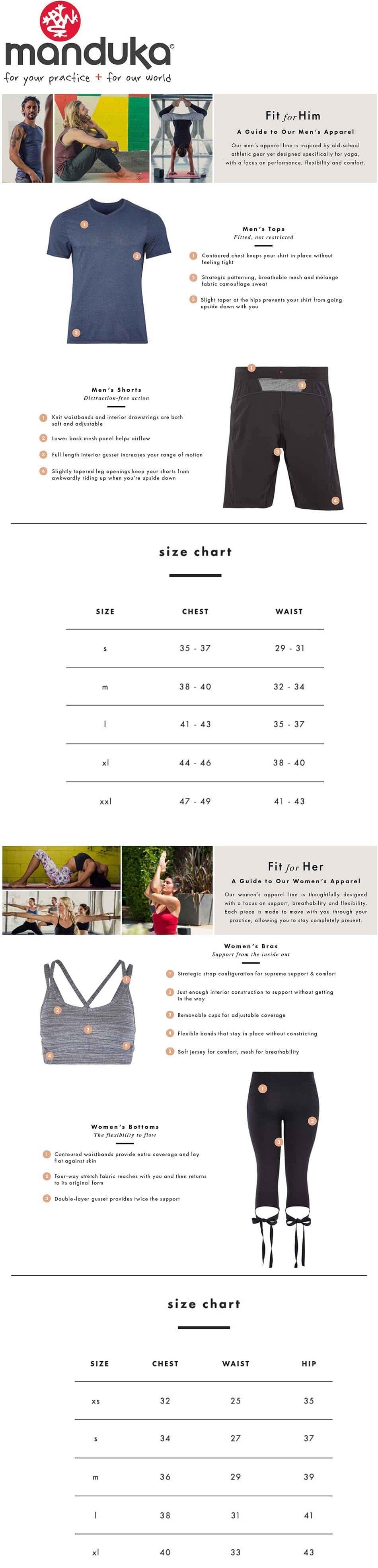 Sizing Women's and Men's sizing measurements